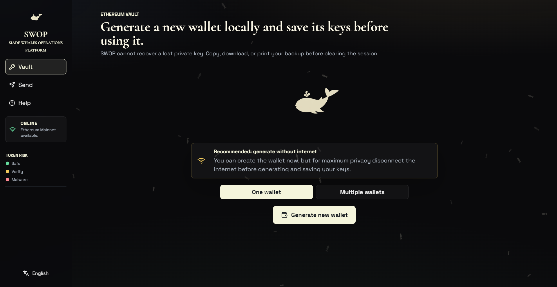 SWOP — generate a wallet