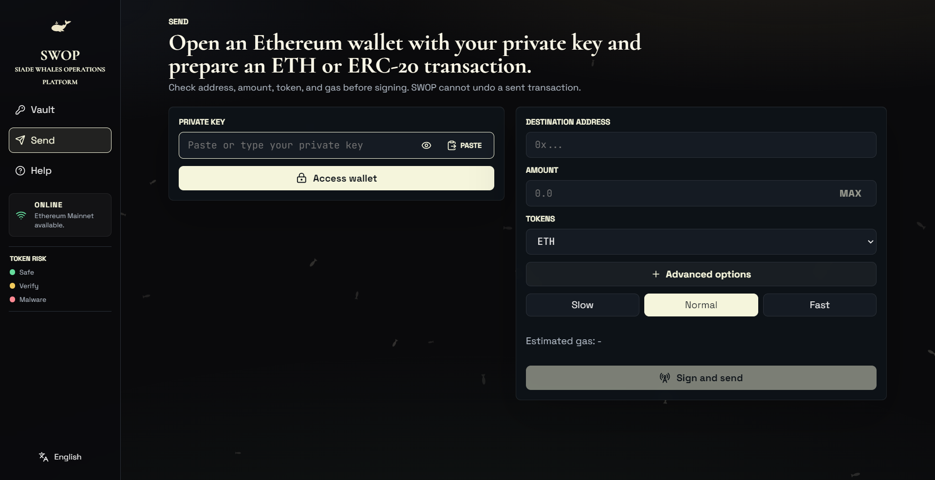 SWOP — send ETH